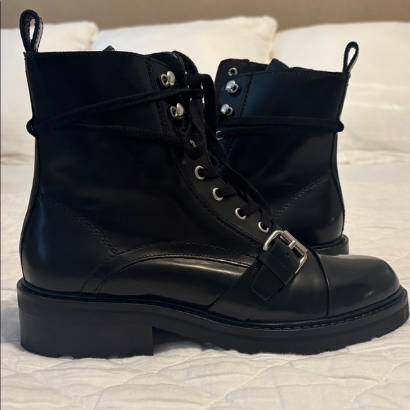 All Saints Donita Women's Black Leather Ankle Boots Size 8M ~ worn once in home - Picture 6 of 7